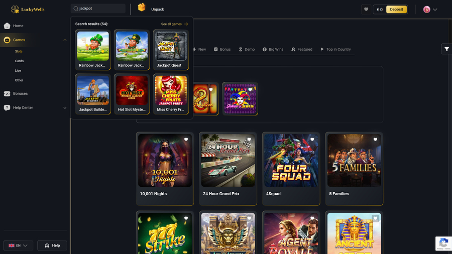 Jackpot de escritorio del Lucky Wells Casino