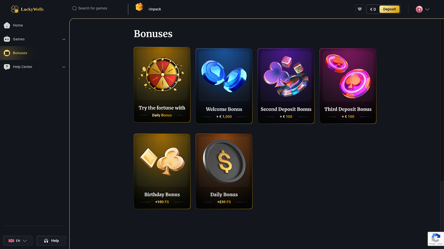 Promociones de escritorio del Casino Lucky Wells