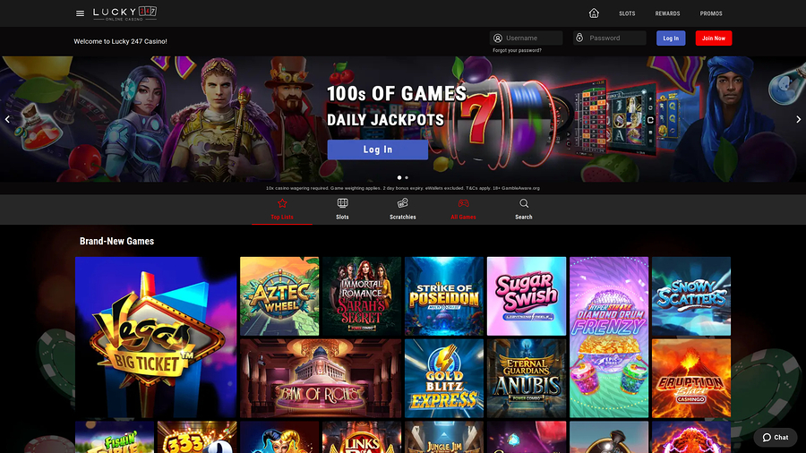 Lucky247 Casino Desktop Homepage