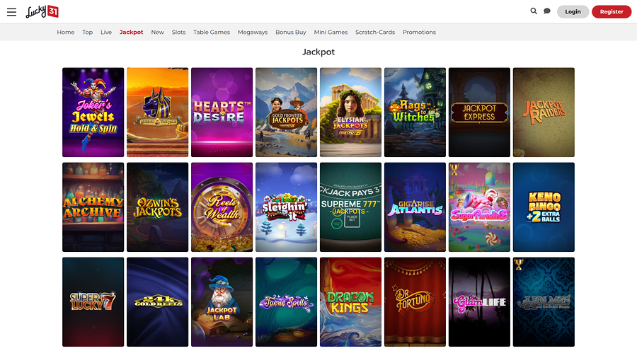 Lucky31 Casino Desktop Jackpot 