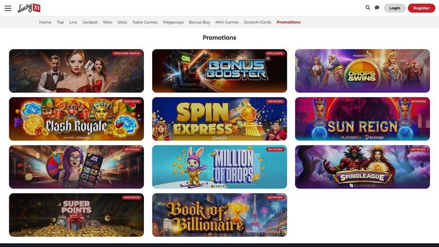 Lucky31 Casino Desktop Promotions