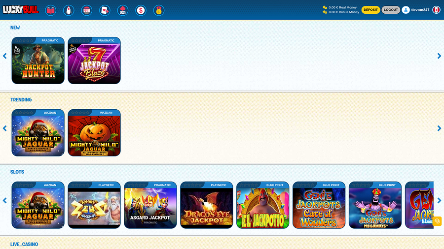 Luckybull Casino Desktop Jackpot