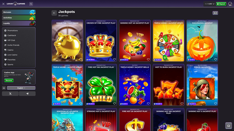 Jackpot de escritorio del casino Lucky Capone