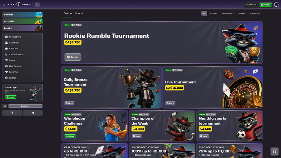 Promociones de escritorio del Casino Lucky Capone