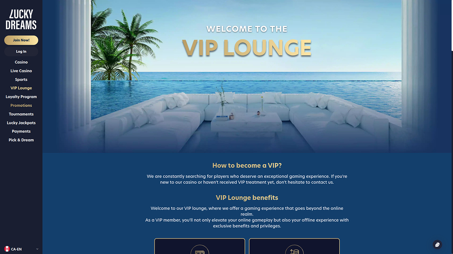 Lucky Dreams Casino Desktop VIP Program