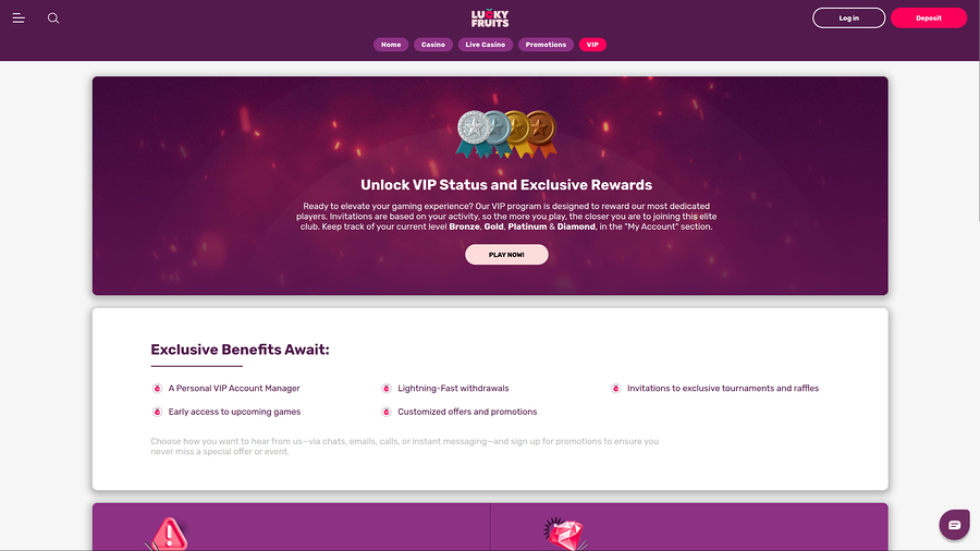 LuckyFruits Casino Desktop VIP