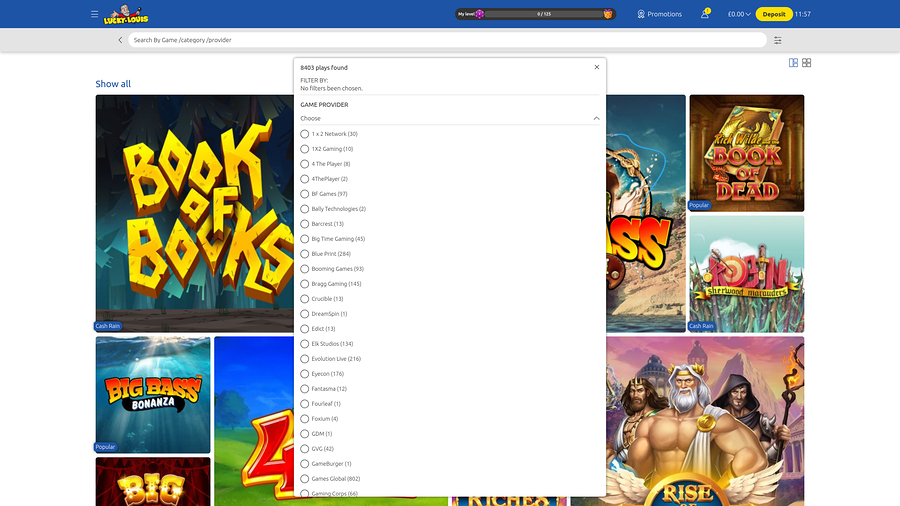 LuckyLouis Casino Desktop Game Developers