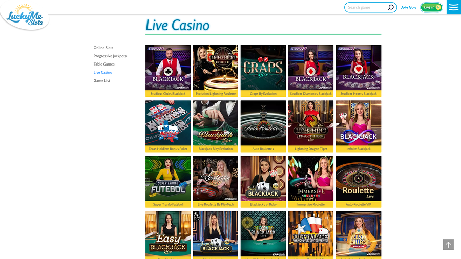 LuckyMe Slots Casino Desktop Live Dealer