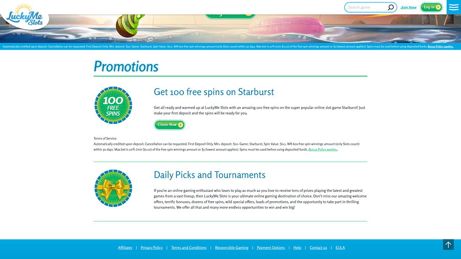 LuckyMe Slots Casino Desktop-kampanjer