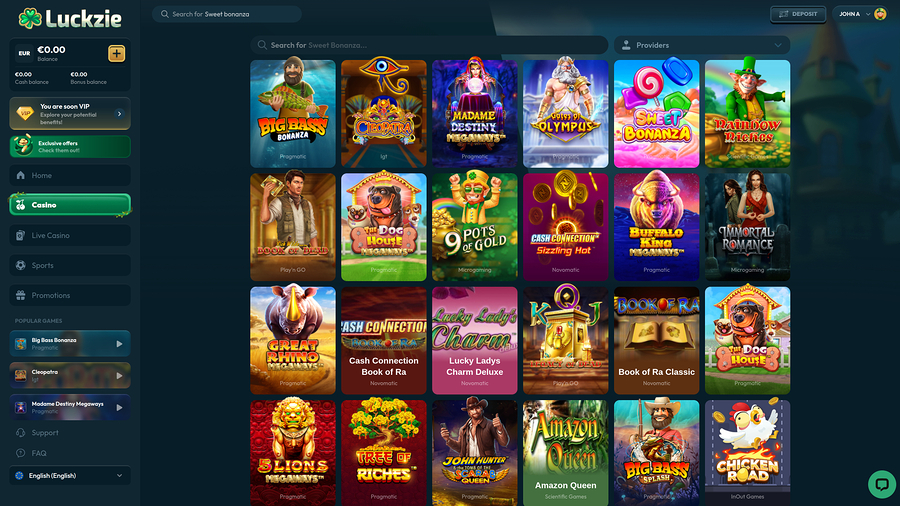 Luckzie Casino Desktop Games