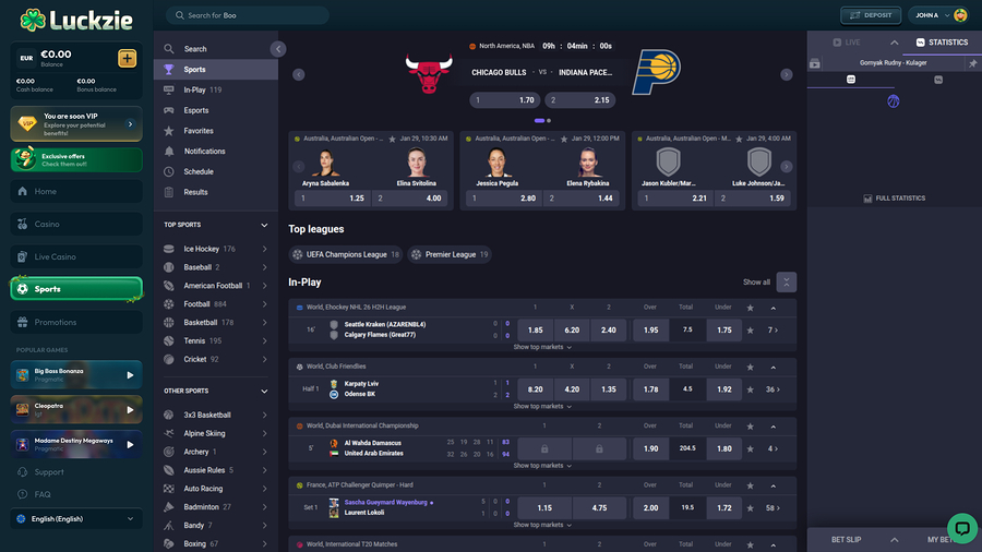 Luckzie Casino Desktop Sports