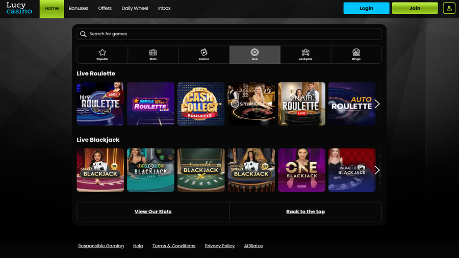 Lucy Casino Desktop Live Dealer