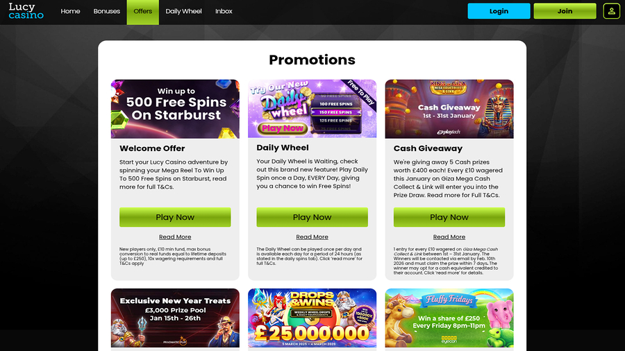Lucy Casino Desktop Promotions