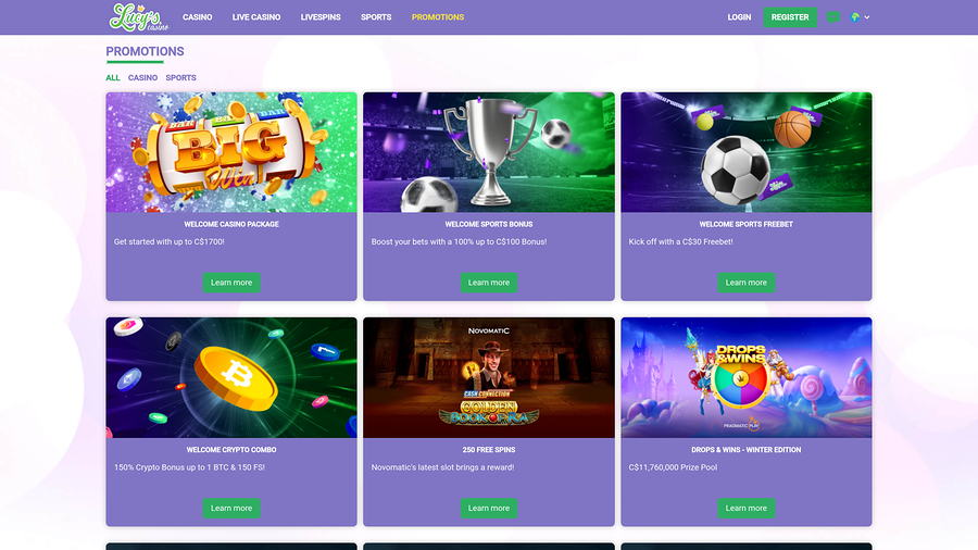 Lucys Casino Desktop Promotions