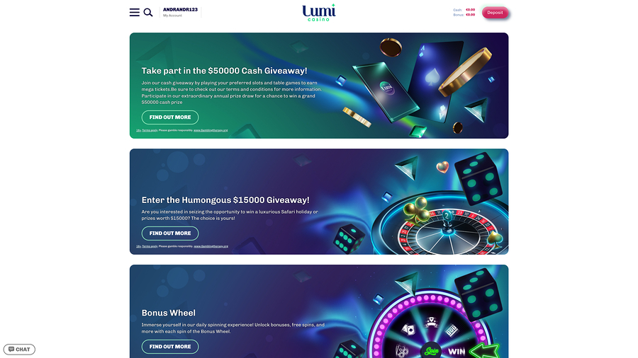 Lumi Casino Desktop Promotions
