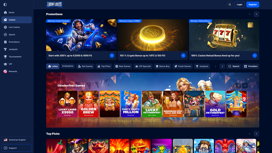 LunaLoots Casino Desktop Games