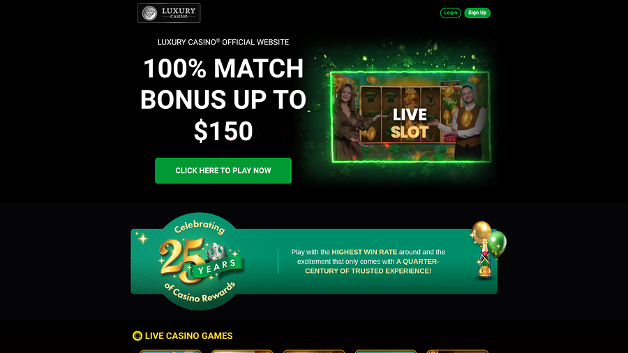 Luxury Casino Desktop Homepage