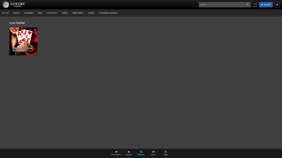 Luxury Casino Desktop Live Dealer