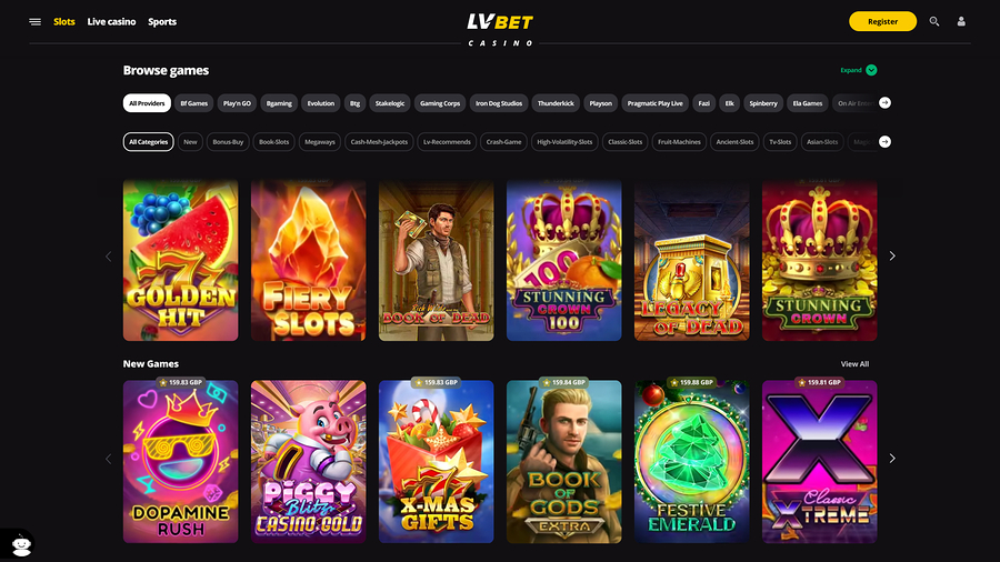 Juegos de escritorio del casino LV Bet