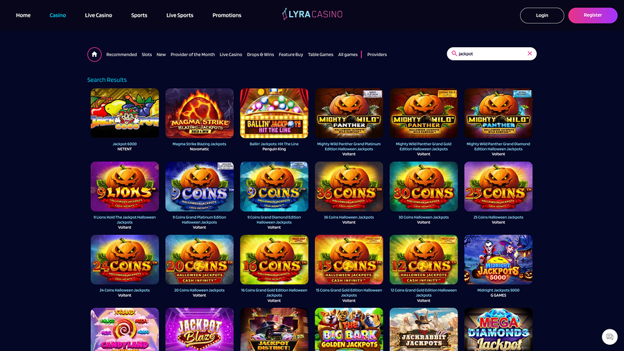 Lyra Casino Desktop Jackpot