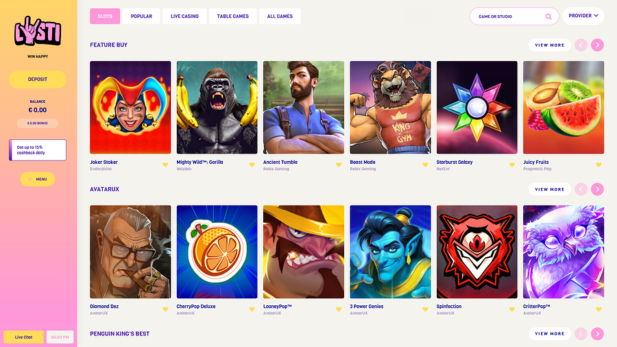 Lysti Casino Desktop Games