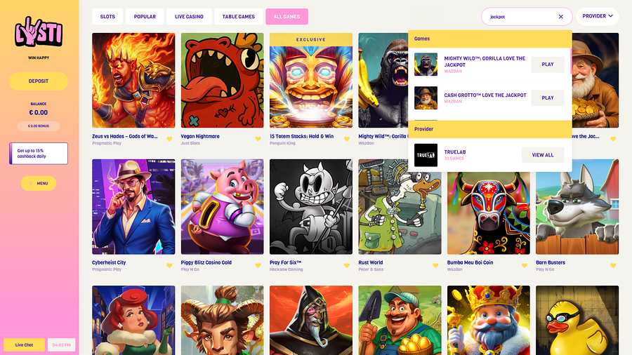 Lysti Casino Desktop Jackpot