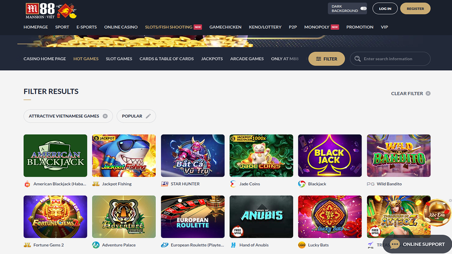 M88 Casino Desktop Games