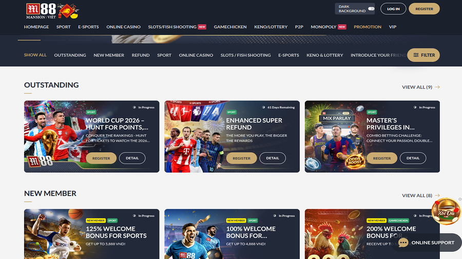 M88 Casino Desktop Promotions