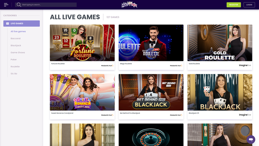 Madnix Casino Desktop Live Dealer