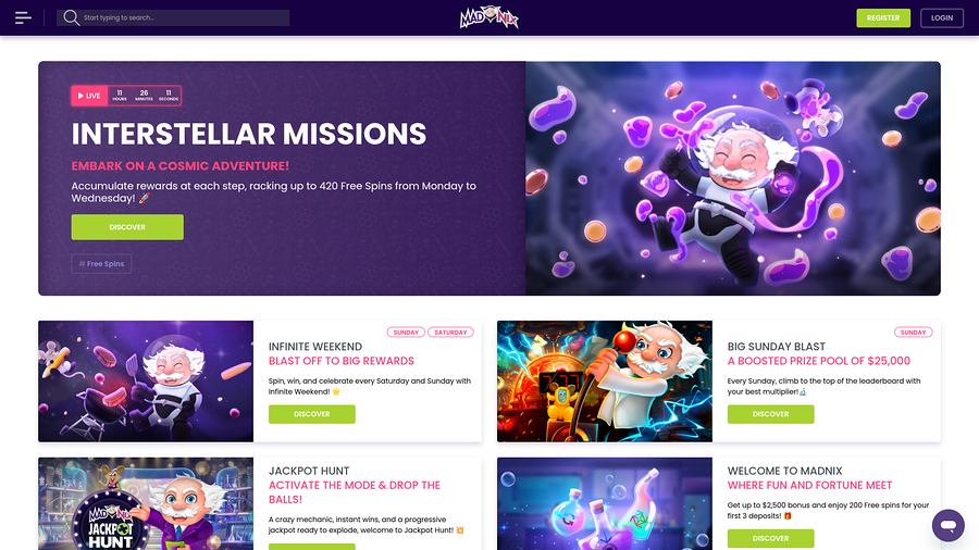 Madnix Casino Desktop Promotions