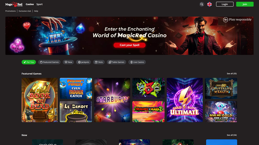 Magic Red Casino Desktop Homepage