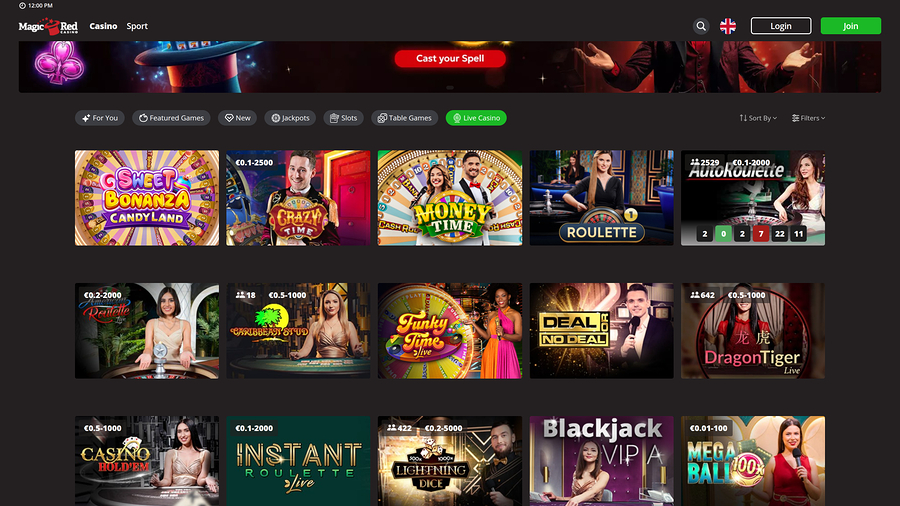 Magic Red Casino Desktop Live Dealer