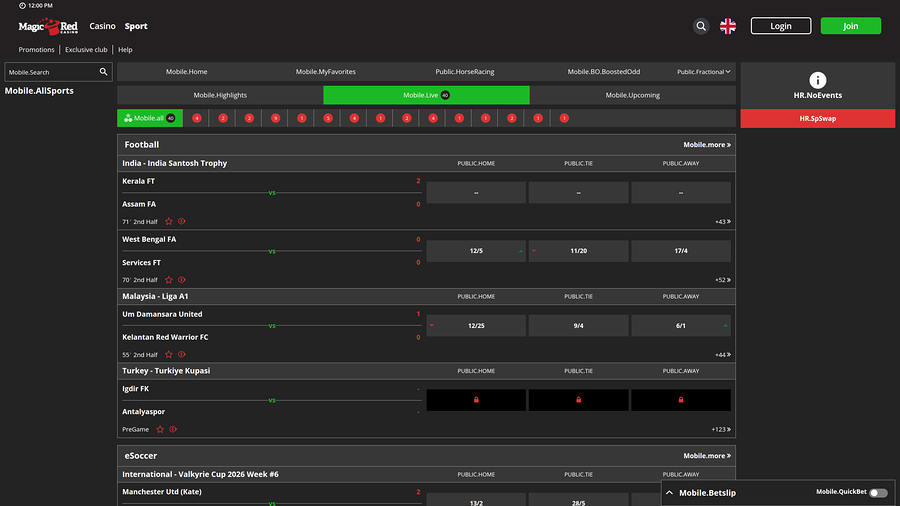 Magic Red Casino Desktop Sports