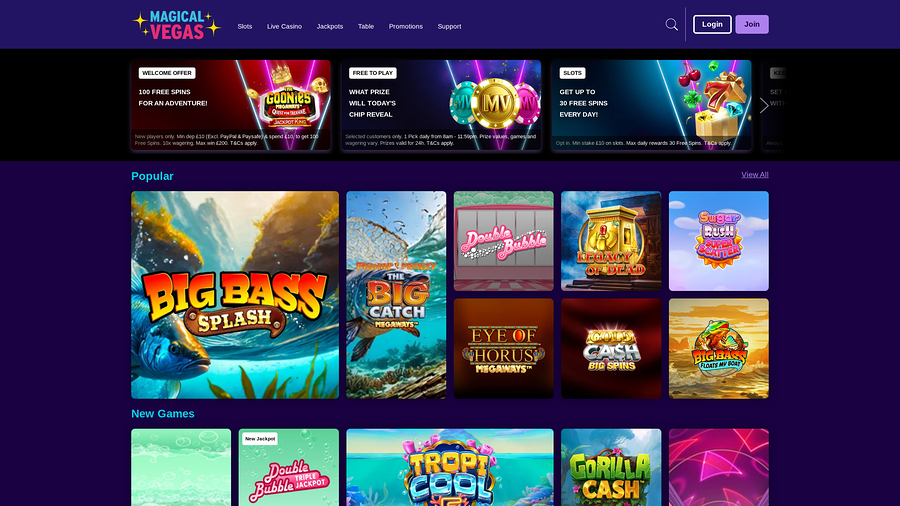 Magical Vegas Casino Desktop Homepage