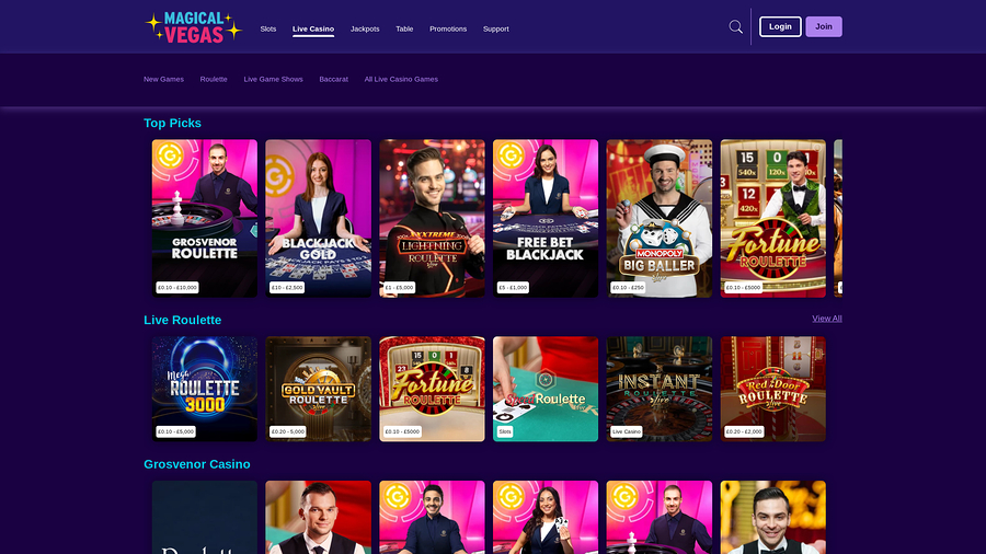 Magical Vegas Casino Desktop Live Dealer