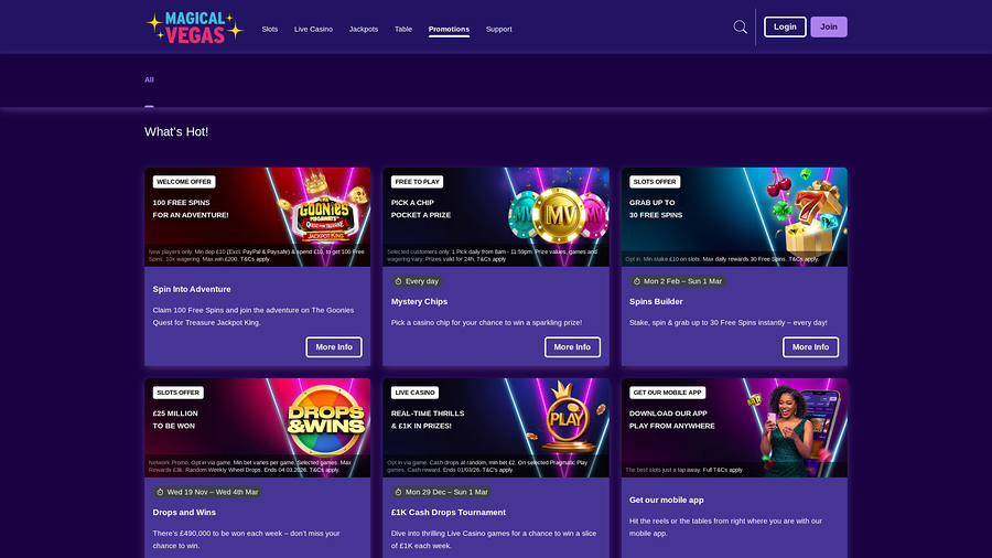 Magical Vegas Casino Desktop Promotions