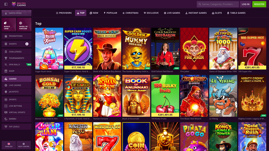 Malina Casino Desktop Games