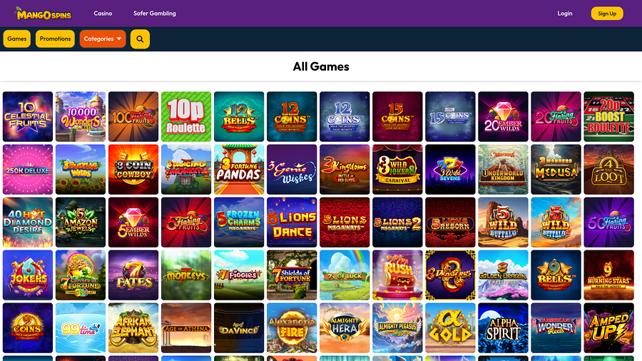 Mango Spins Casino Desktop Games