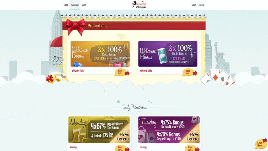 Manhattan Slots Casino Desktop Promotions