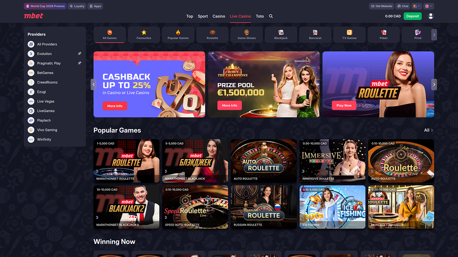 Casino MarathonBet con crupier en vivo de escritorio