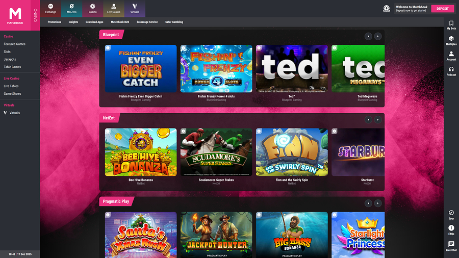 Matchbook Casino Desktop Game Developers