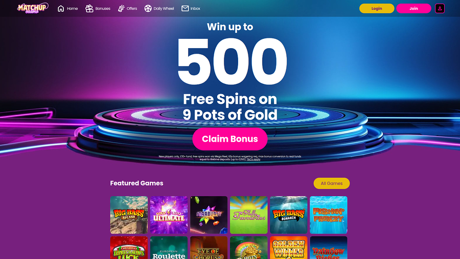 Matchup Casino Desktop Homepage