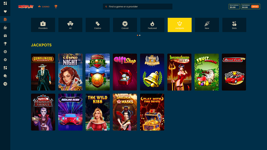 Maxiplay Casino desktop Jackpot