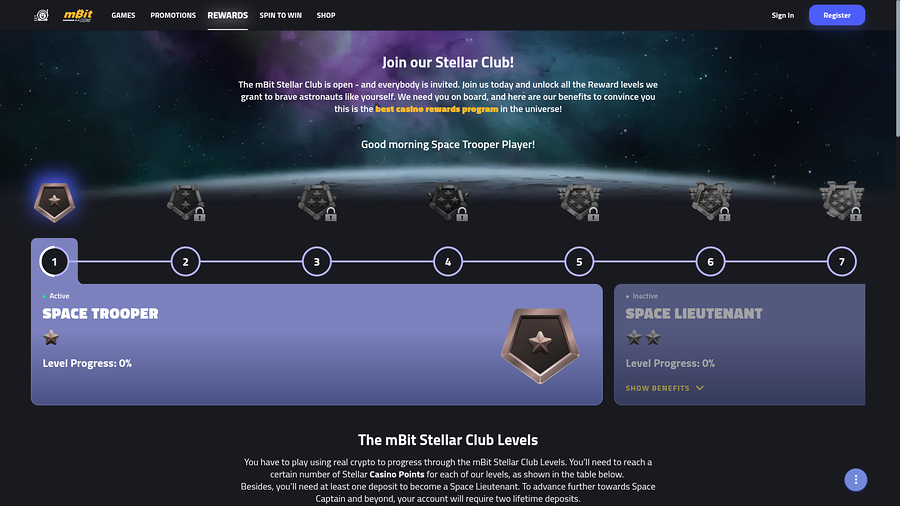 mBit Casino Desktop VIP Program