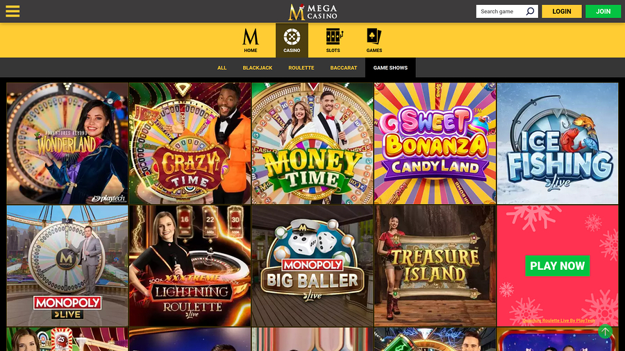 Mega Casino Desktop Game Shows