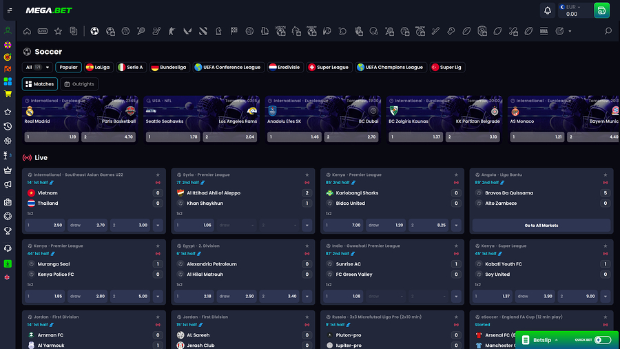 Mega.Bet Casino desktop Sports