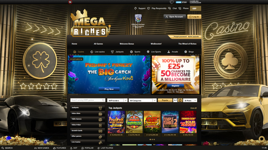 Mega Riches Casino Desktop Homepage