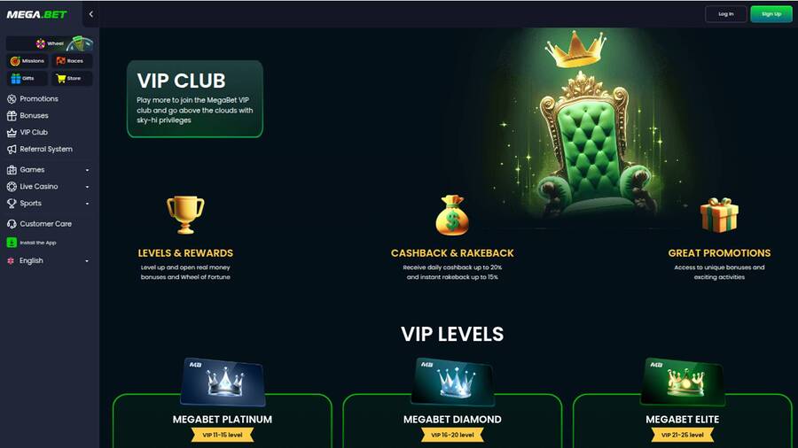 MegaBet Casino Desktop VIP Program