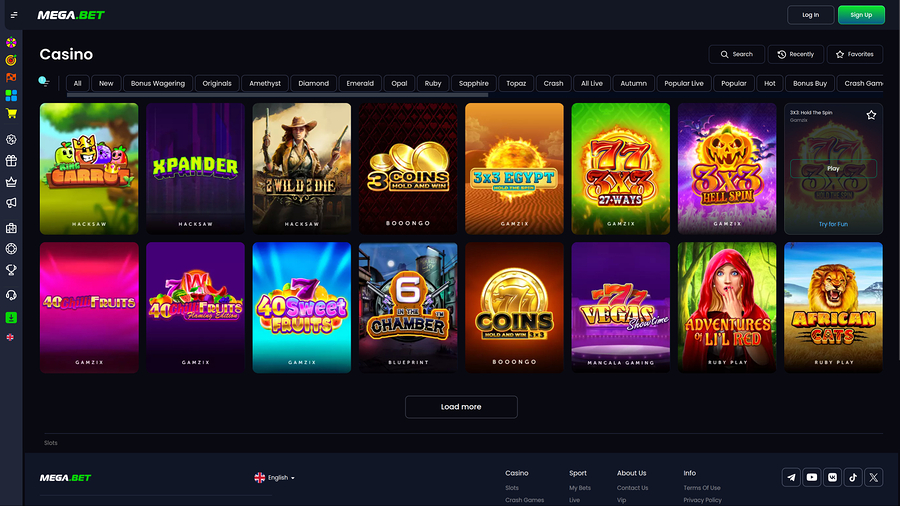 Mega.bet Casino Desktop Games