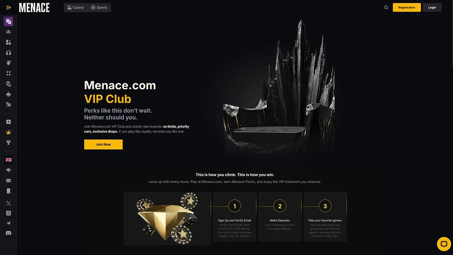 Menace Casino VIP Desktop